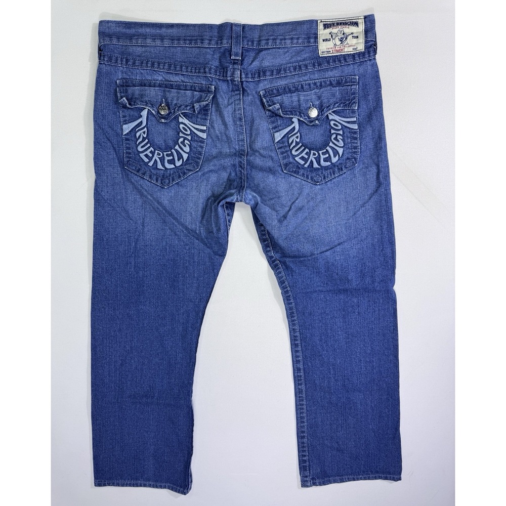 True Religion Straight Jeans Spell Out Y2K streetwear embroidered Men 42 (45x30)